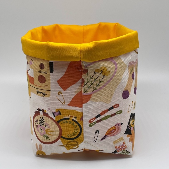 NEW Handmade Love Crafts Fabric Basket / Crafts Storage - Picture 3 of 3